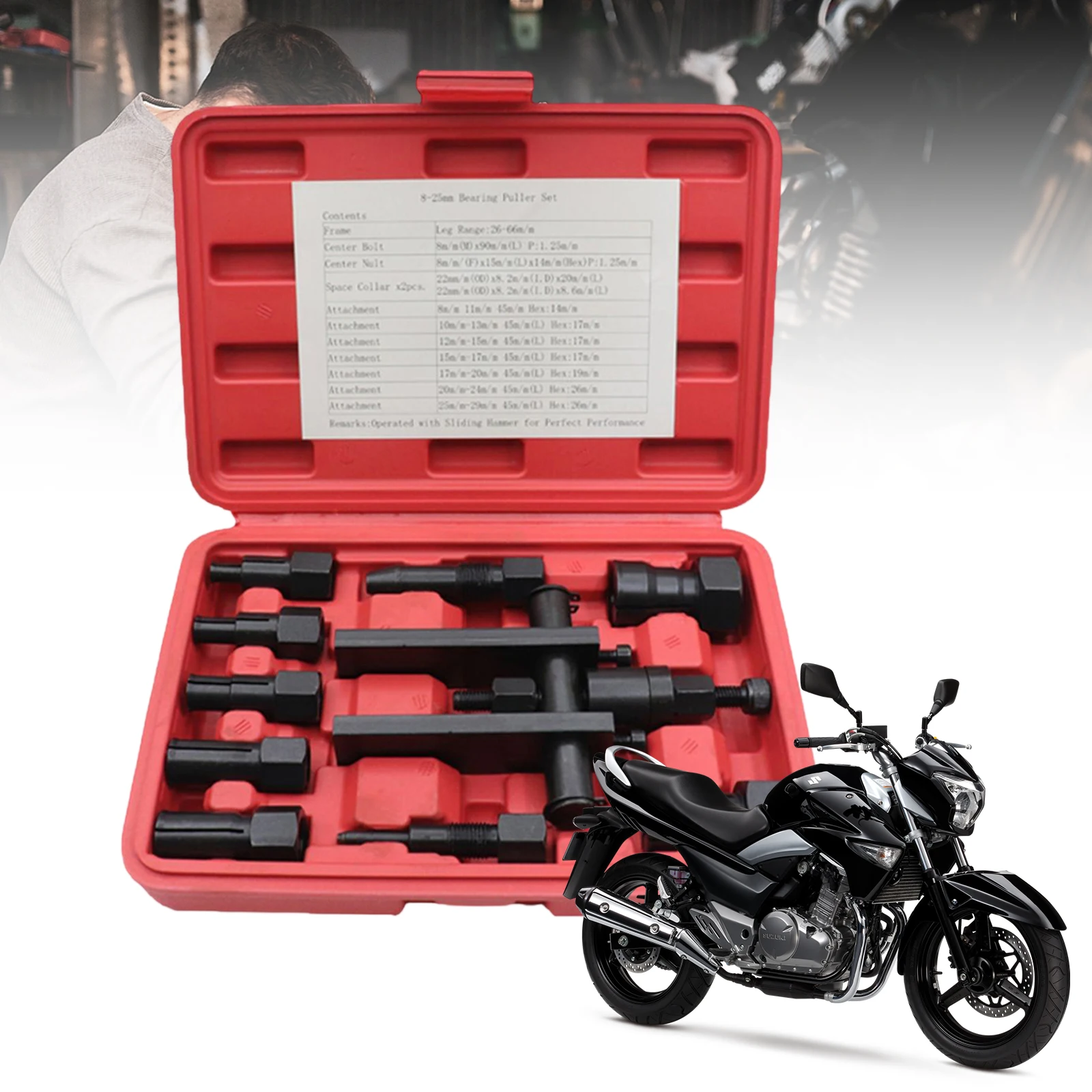 

1 Set Practical Bearing Puller Adjustable Motorcycle Bearing Removal Tool Internal Bearing Puller Kit for Wheel Hub Maintenance