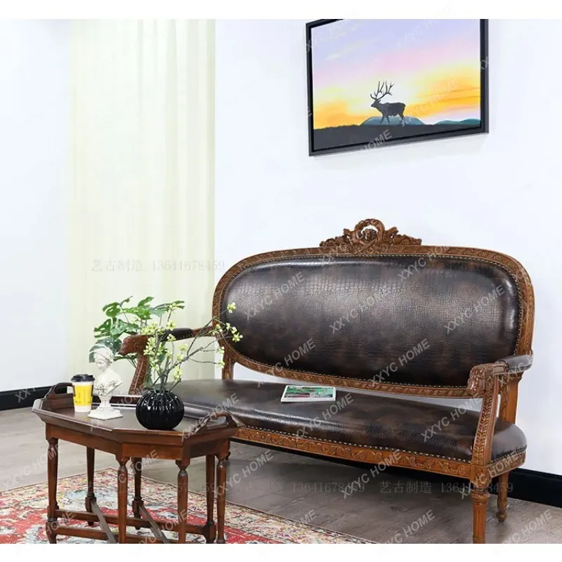 XXRetro nostalgic solid wood double armrest sofa B & B home