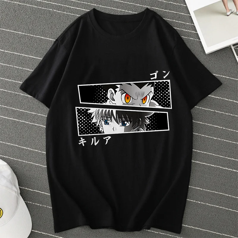 Vintage Hunter X Hunter Men Tshirt Short Sleeve Killua Zoldyck T-shirt HXH Hisoka TShirt Anime Manga Hip Hop Tops Tee Shirt Male