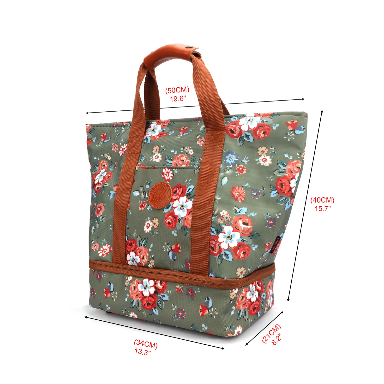 Tourbon Golf Shoes Bag Waterproof Outdoor Durable Golf Shoes Handbag Portable Golf Storage Bag Golf Clothes Bags Canvas Flower