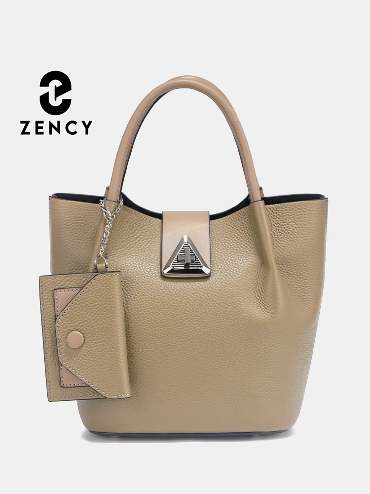 Zency 100% Genuine Leather Shoulder Bag For Women Crossbody Top Handle Bag With Free Business Card Organizer Purse 2024 New Sac