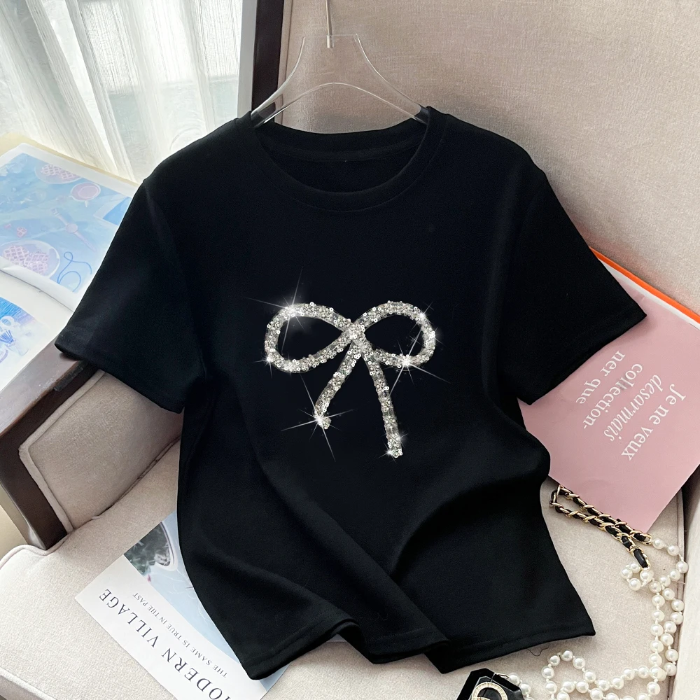 Korean Women's Short Sleeve T-shirt 2025 Simple Loose T Shirt Ladies Summer Tops for Woman Tee Shirts Round Neck Female Clothes
