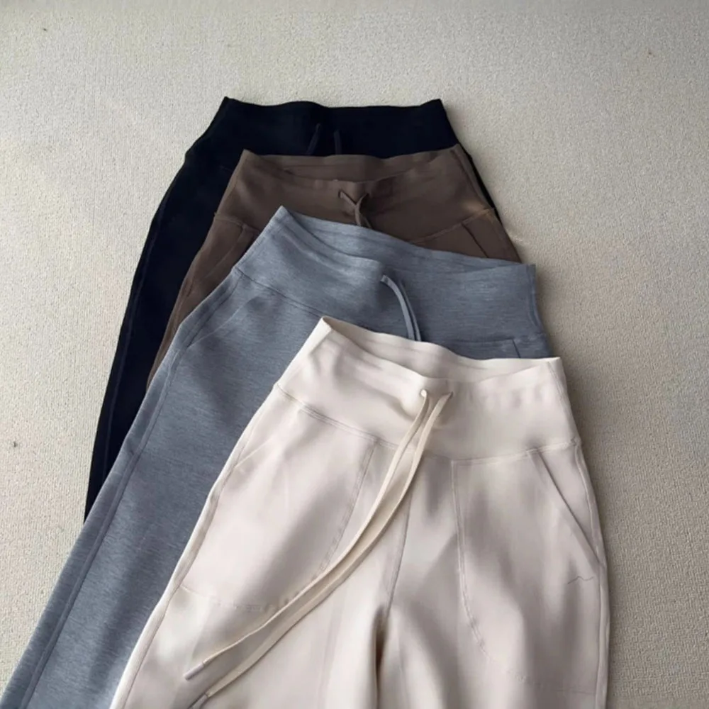 Hot Sale Solid Color Women's Yoga Pants High Waist Casual Long Pants Smooth Loose Fit Comfortable Soft Sports Trousers