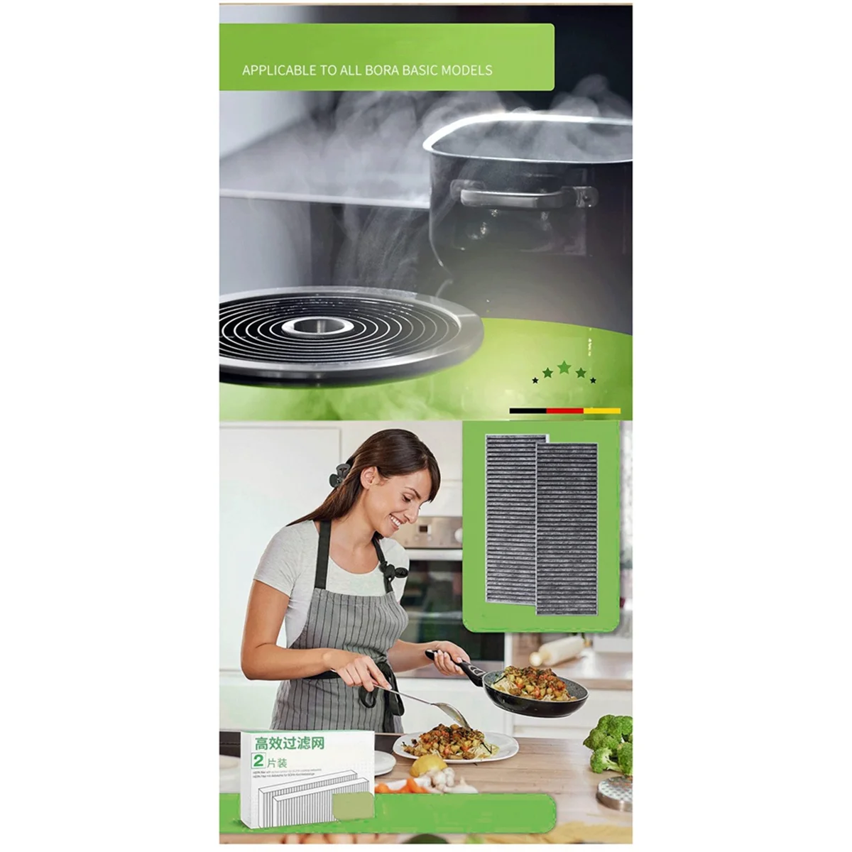 新しい純粋な Puakf 活性炭レンジフードフィルター自己交換キット部品強化された空気品質と臭気制御