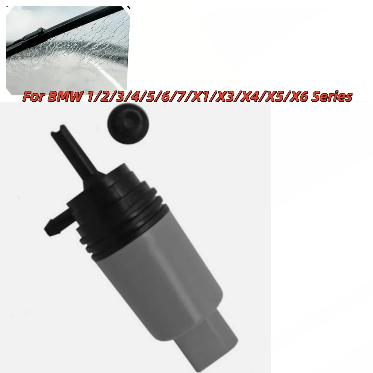 

1pc For BMW 1/2/3/4/5/6/7/X1/X3/X4/X5/X6 Series Single Outlet Windscreen Washer Pump Cleaning Pump Grey 67127302589 67126934159