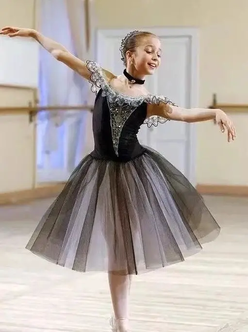 ballet-skirt-children's-professional-dance-competition-puffy-skirt-adult-ballet-performance-outfit-black-long-velvet-skirt