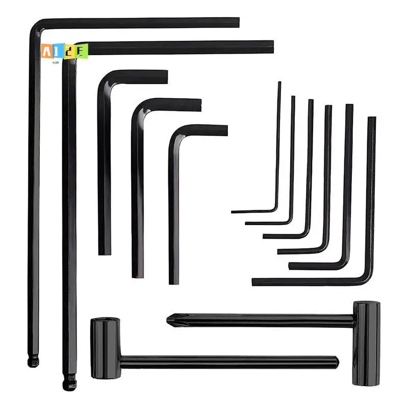 A12E-13Pcs L Shaped Hex Hexagon Key Hex Guitar Neck Truss Rod Adjustment Wrench Screwdriver Tool Kit For Beginners