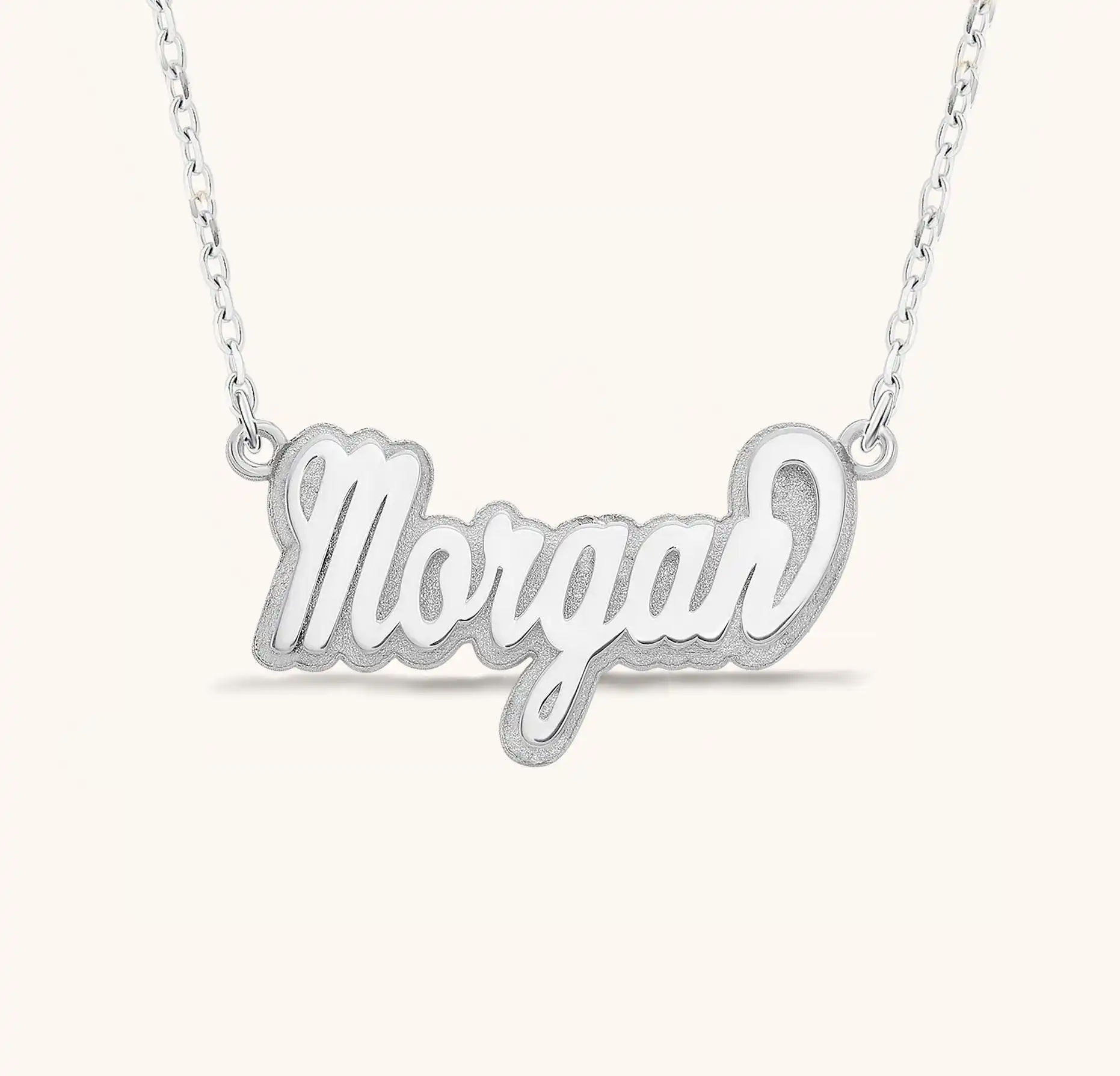 Custom Double-layer Nameplate Necklace 18K Gold Custom Name Necklace with Sand-pressed Effect Unique Charm A Gift for Her