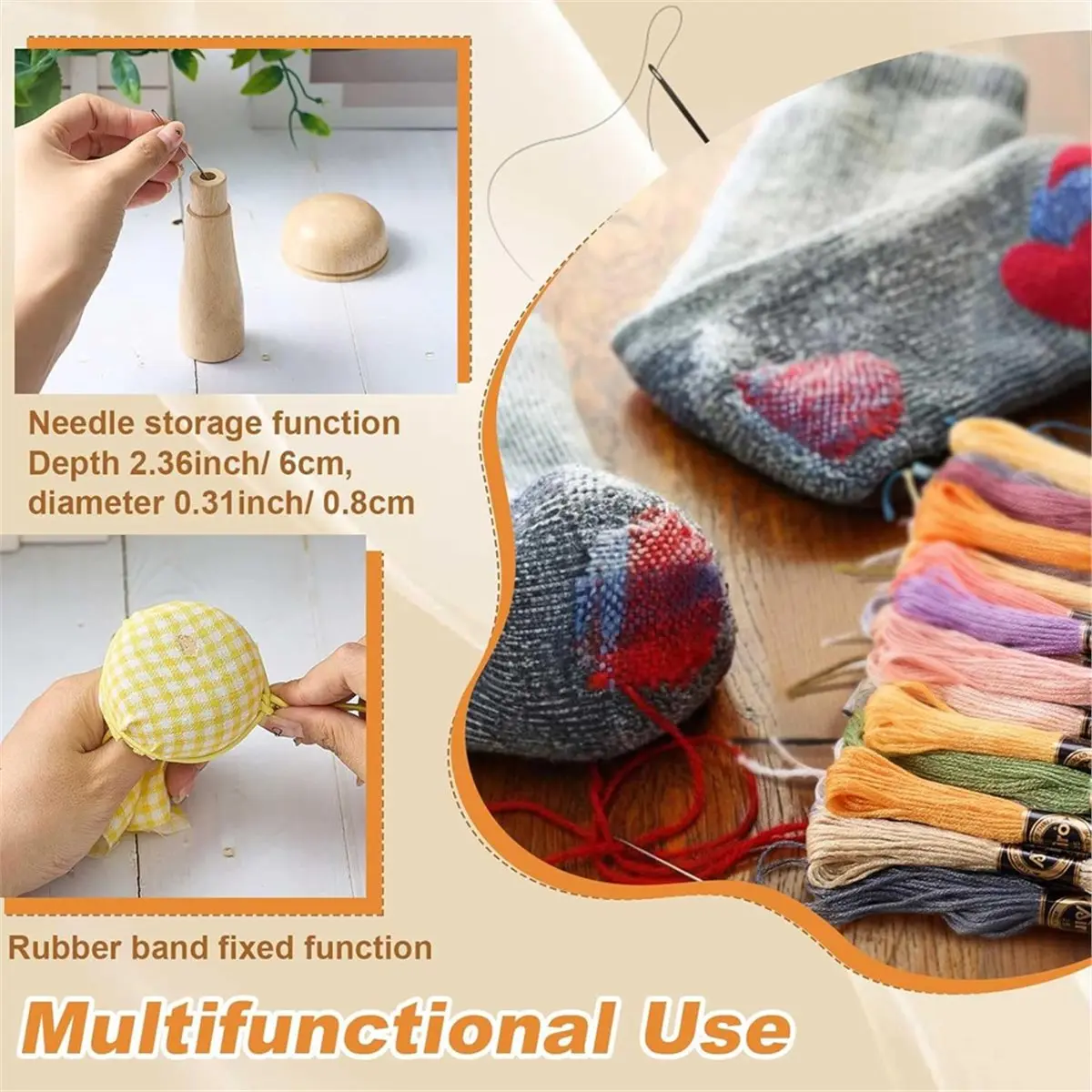 618 Mega Sale Mini Darning Mushroom for Socks 14 Hooks Small Speedweve Style Weaving Darning Loom with 9 Pcs Large Eye Needles