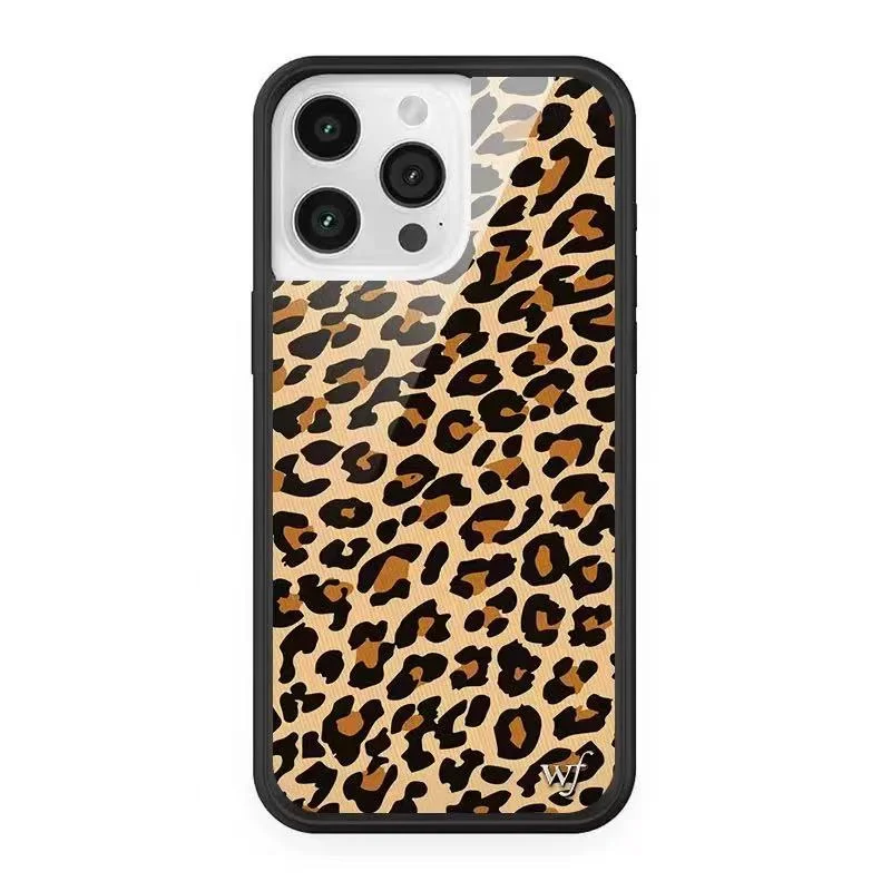 Wildflower Red Meow Colorful Leopard Phone Case for iPhone 17 16 15 14 13 12 Pro Max Plus Starry Plaid WF Soft Edged Back Cover