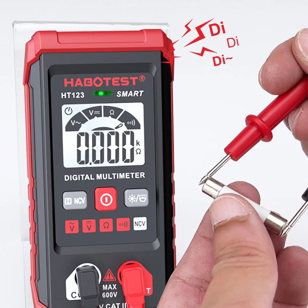 Intelligent Electrical Tester Auto-Ranging DC/AC Current Voltage Tester with Backlight LCD Display RMS 2000 Counts for Household