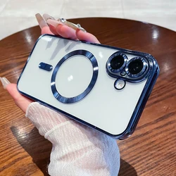 럭셔리 클리어 도금 마그네틱 폰 케이스 삼성 갤럭시 S26 S25 S24 S23 FE S22 S21 플러스 노트 20 울트라 A55 A35 A15 A05 커버