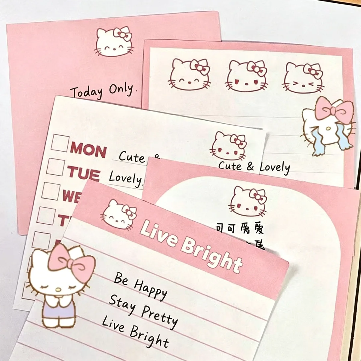 120/240/360-Sheet Cute Sanrio Hello Kitty Sticky Notes – Self-Adhesive Memo Pads for Students and Office Use.
