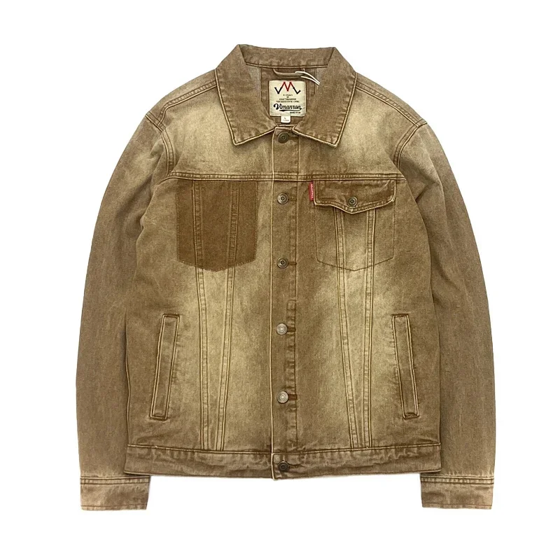 

100% cotton spring and autumn new men's loose vintage denim jacket American made old