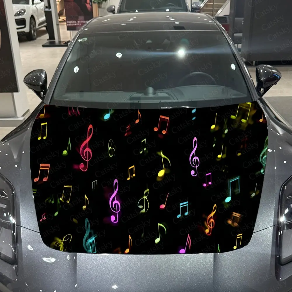 الملونة الموسيقى ملاحظة الفن غطاء السيارة ملصق ، للماء ذاتية اللصق الفينيل الرسومات الشارات ، ديكور اكسسوارات السيارات ملصقات للرجال #1