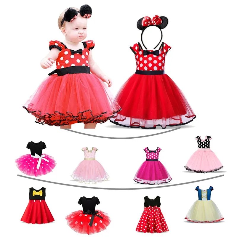 Baby Girls Mini Mouse Dress Toddler Kids Halloween Easter Party Cosplay Costume Cartoon Birthday Clothes Children Fancy Dress Up