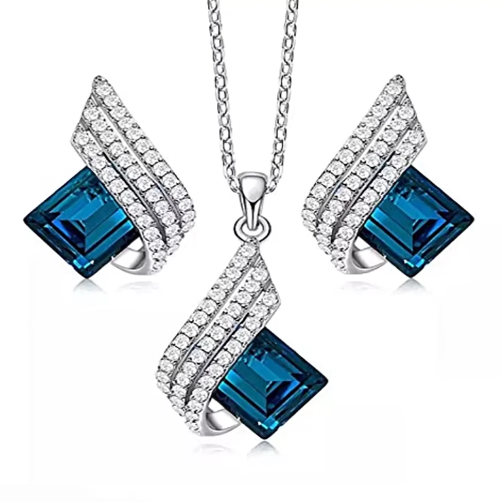 Fashion Angel Wings Crystal Pendant Necklace Earrings Designer Original Jewellery Set