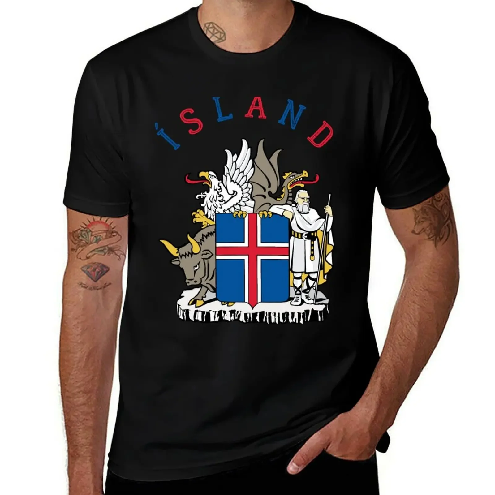 

Iceland Coat of Arms T-Shirt plus size clothes designer shirts croswit shirt man shirts graphic tees men workout shirt