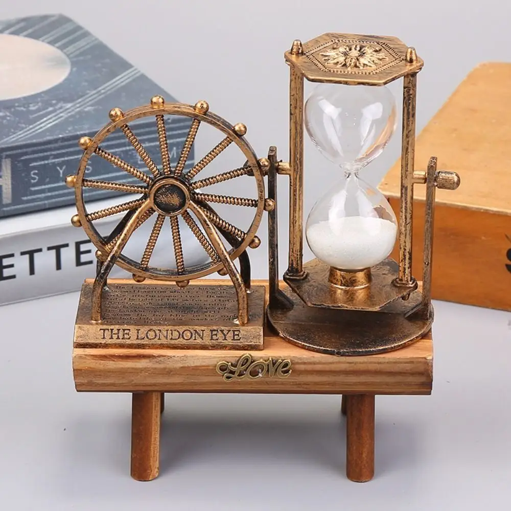Reloj arena con noria giratoria duradera, reloj arena Vintage con temporizador, adorno noria plástico para dormitori