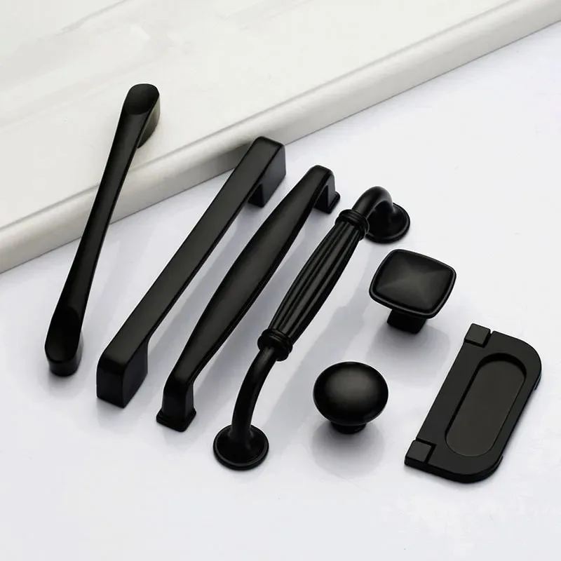 1/4/10 Solid Single Hole Cabinet Handle Black American Style Furniture Hardware  for Drawer Cabinet Wardrobe Cupboard Door Pulls