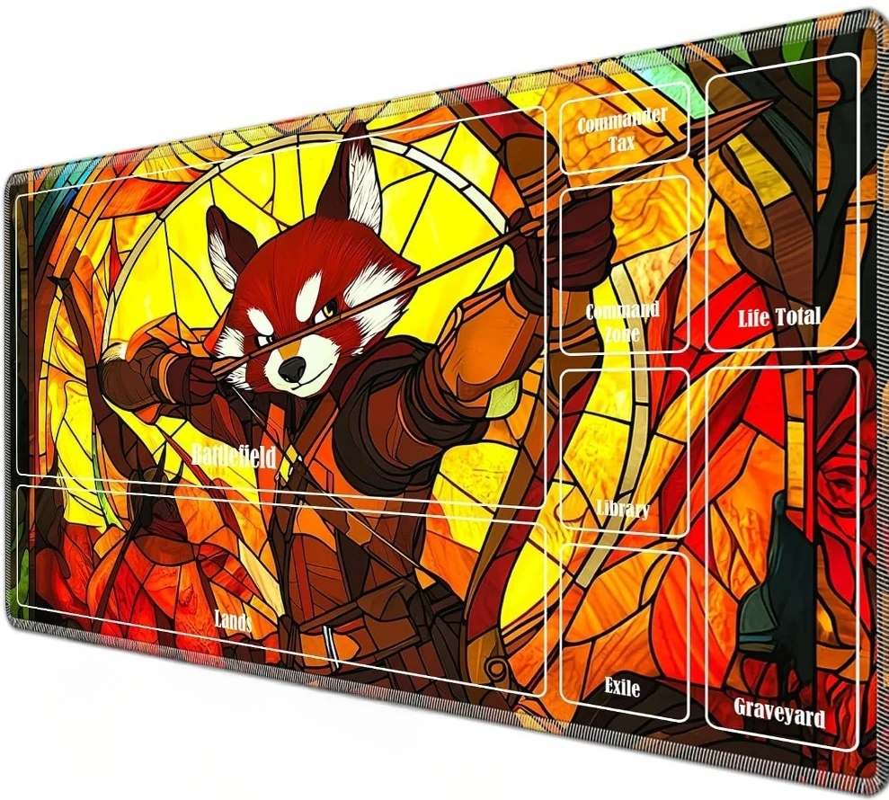 Magical Fox Pattern Play Mat Durable Office Deskpad Parties Gathering Card Game Mat Non-slip Keyboard PC Game MousePad Card mat