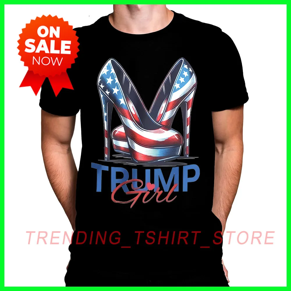 Trump Girl High Heel Stilettos American Flag Trump 2024 T-Shirt FULLCOLOR