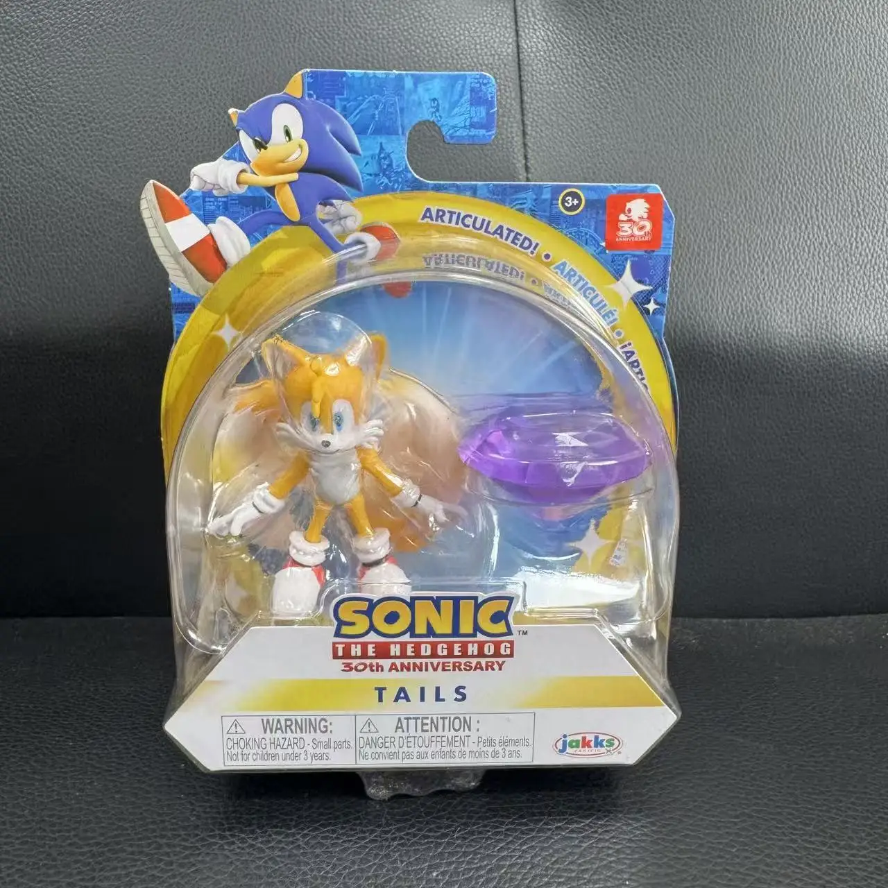 Figura de acción de Tails de Sonic The Hedgehog, 2.5 pulgadas, con gemas, edición del 30 aniversario, Jakks, nueva