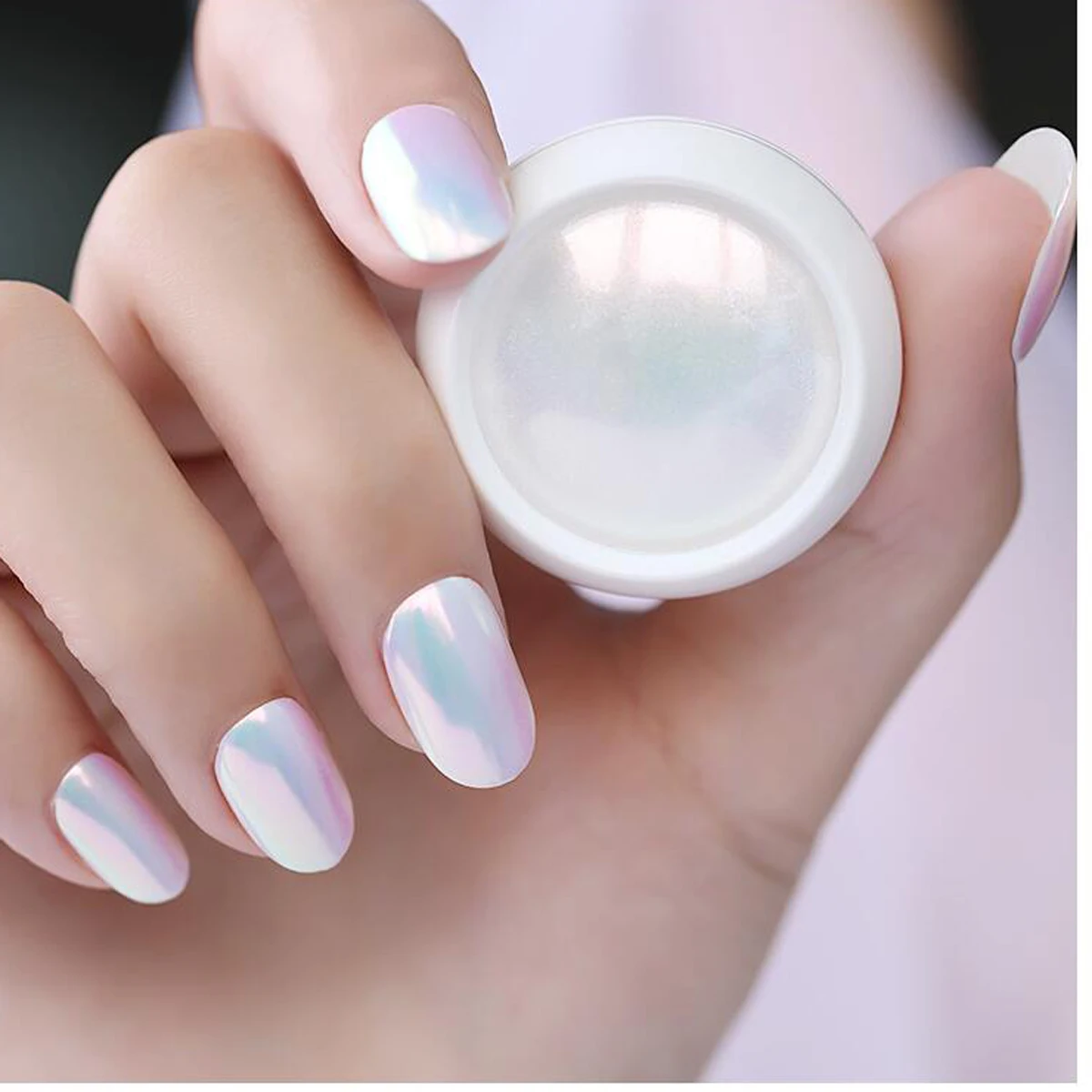 1jar Aurora Mermaid Pearl Mirror Chrome Nail Powder Rainbow Neon Iridescent Shell Glitter Powder DIY Nail Crafts Pigment Dust
