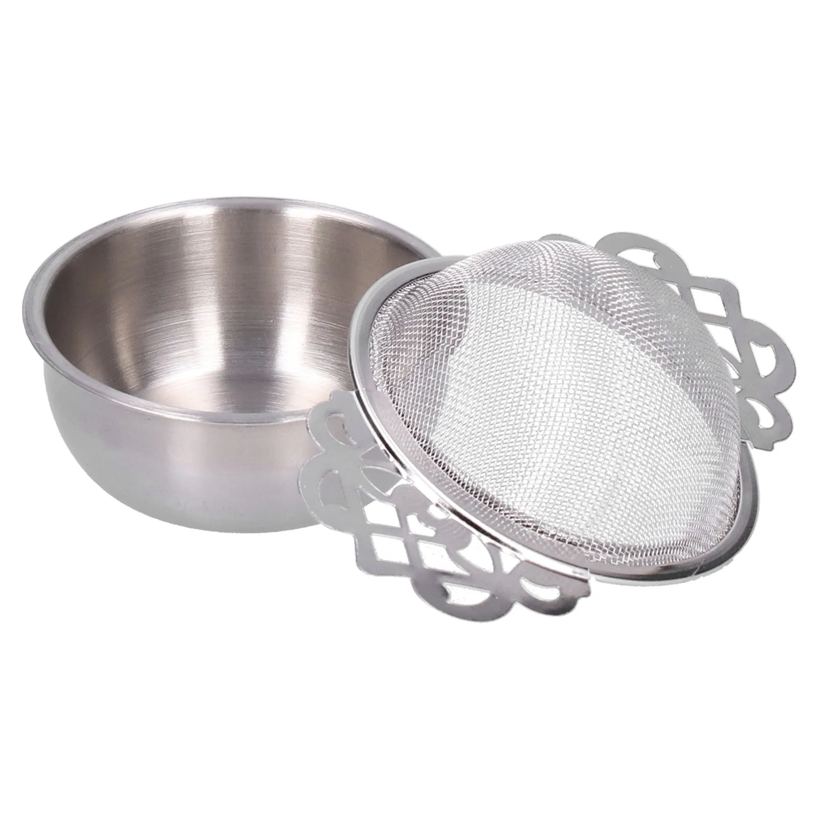 Stainless Steel Tea Strainer Loose Leaf Tea Infuser Filter Double Ear Kitchen GadgetSilver