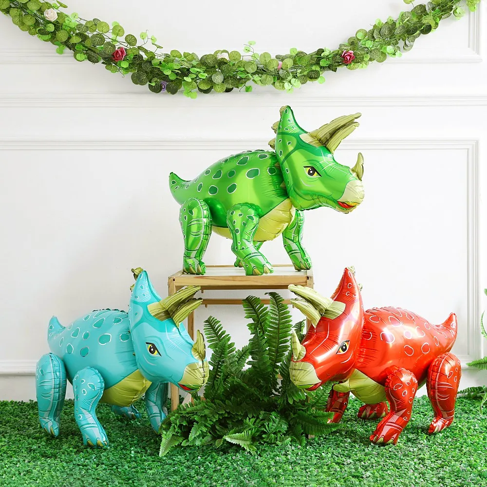

1pcs Walking Assemble Dinosaur Foil Balloon Tyrannosaurus Rex Triceratops Boys Girls Children's Toys Baby Shower Birthday Party