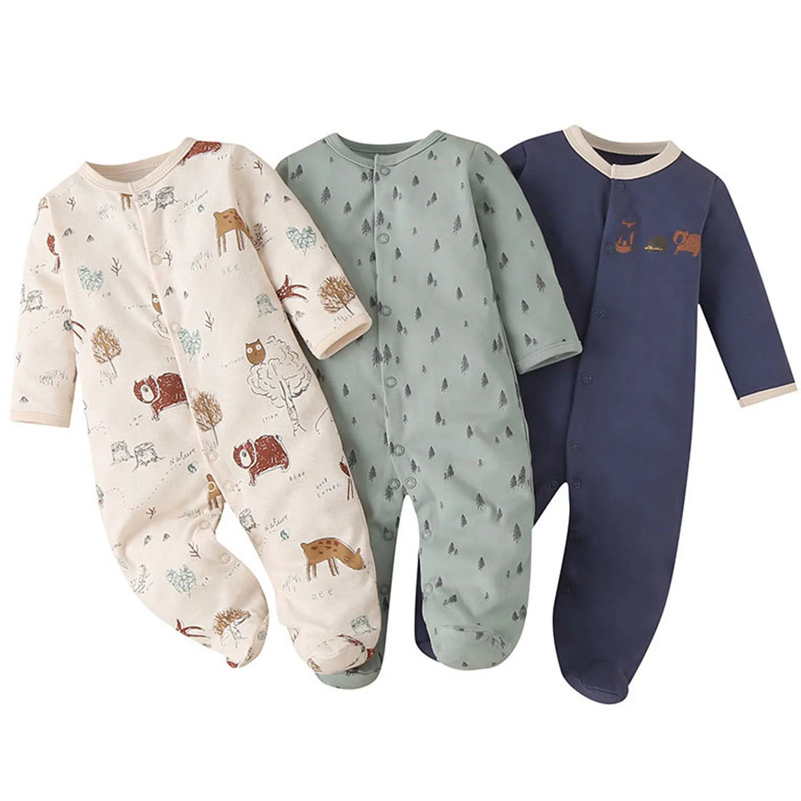 

High Quality Baby Casual One-piece Romper Home Wear Long Sleeve Wrap Foot Romper Baby Clothing Comfortable Toddler Clothes Set