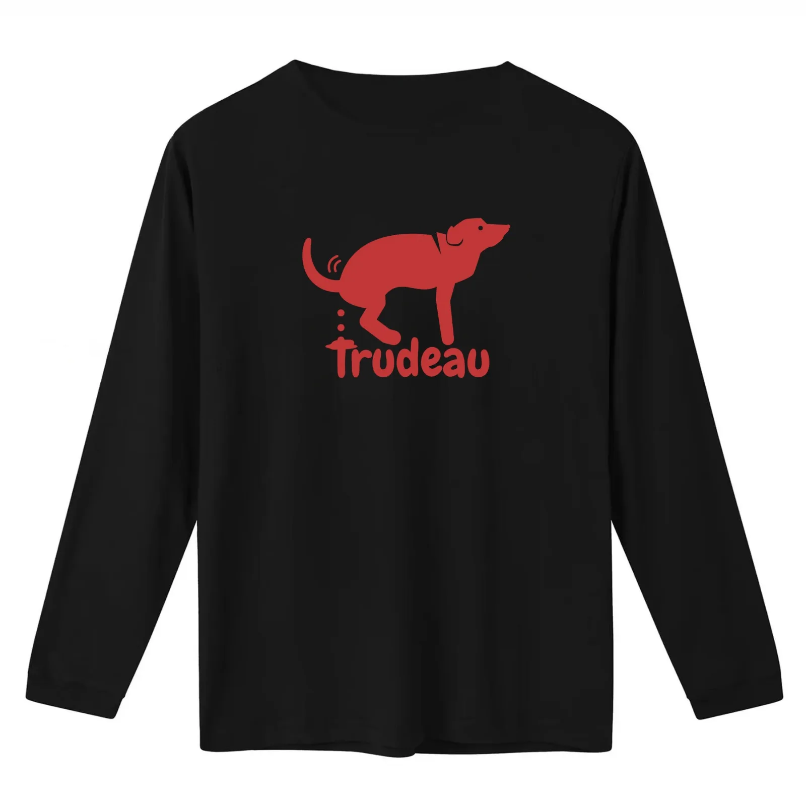 Trudeau Dog Pooping 6 Red Logo T-Shirt Summer Casual Cotton Tee Oversized Streetwear Tops Vintage Graphic Print 100% Cotton