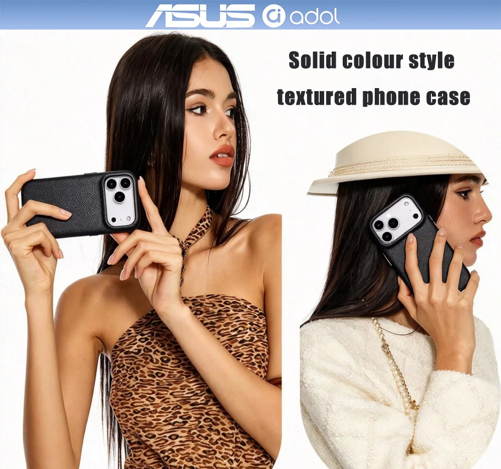 ASUS TPU soft case with lychee texture for iPhone 17 Pro Max 18 Pro Max 18 Pro 16 Pro Max 15 Plus 14 13 12 Pro protection case