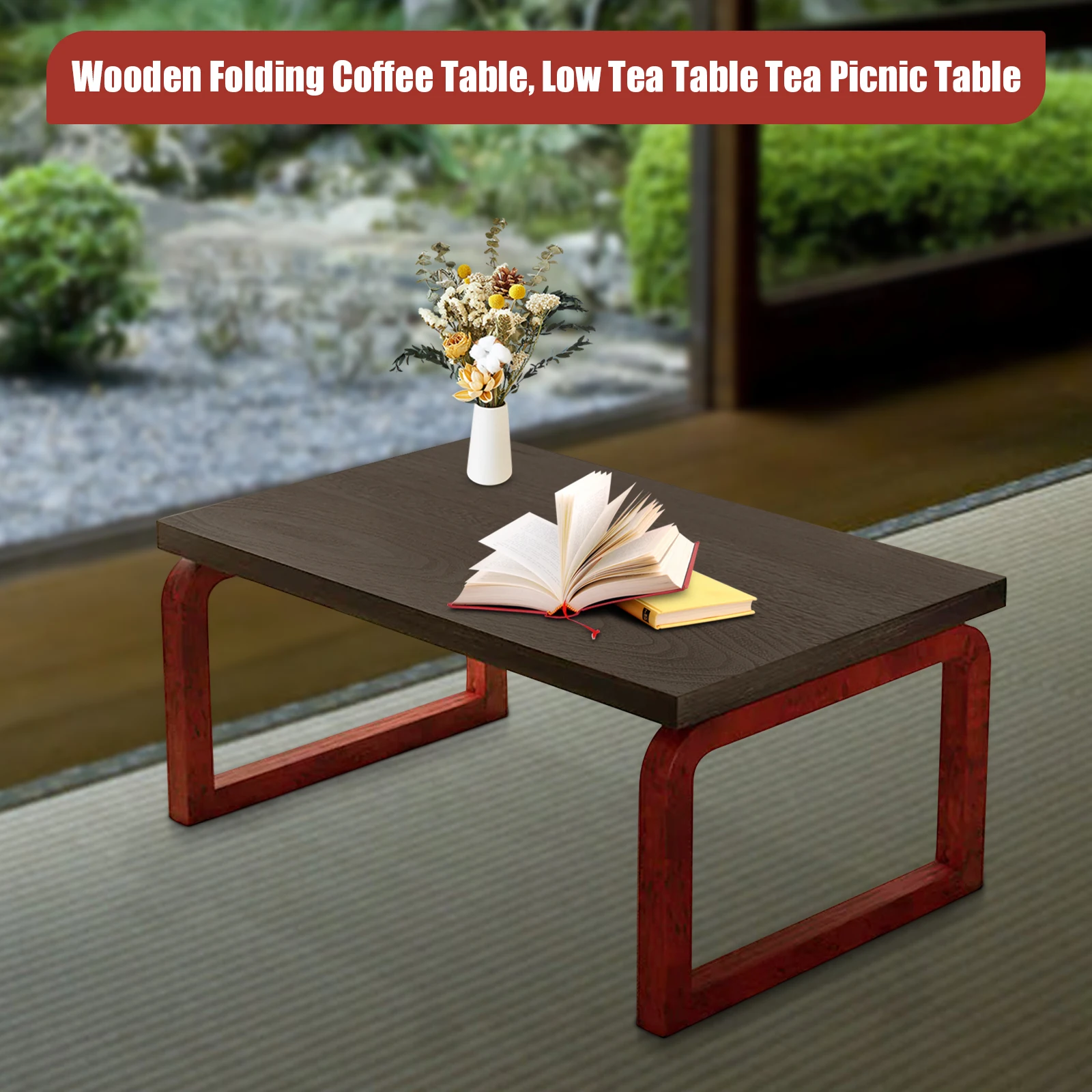 Wooden Folding Coffee Table Low Tea Table Tea Picnic Table