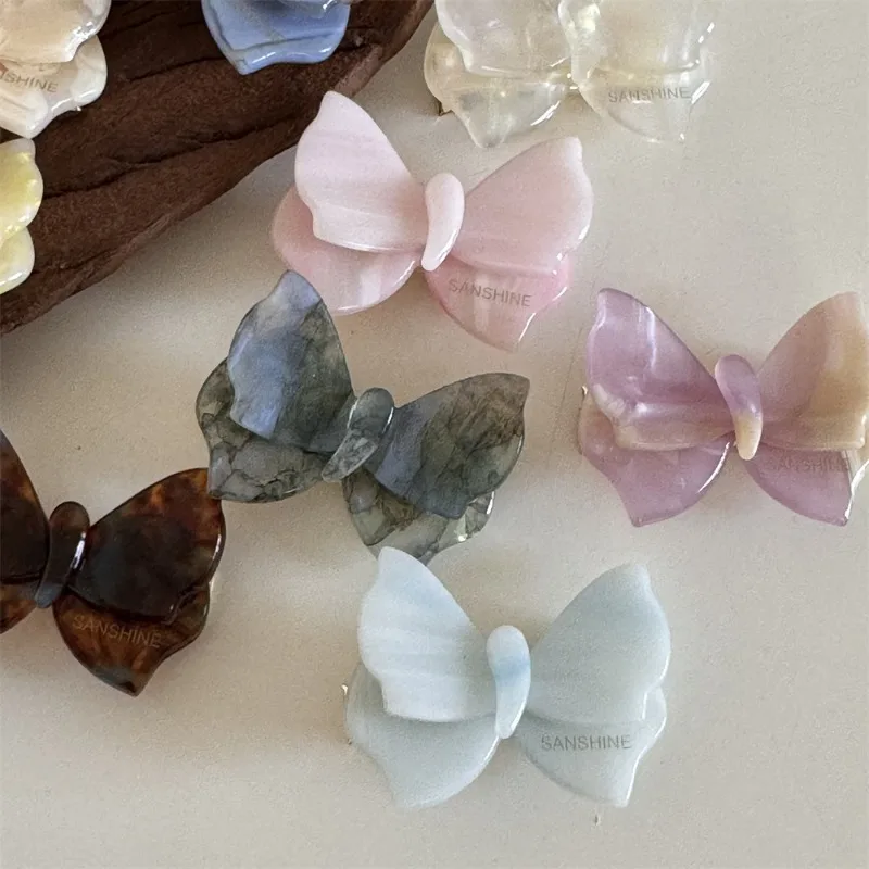 2024 Fashion Acetate Barrette Butterfly Hair Clip Headdress Women Girls Korean Sweet Colored Delicate Hairpin Hair Accessories