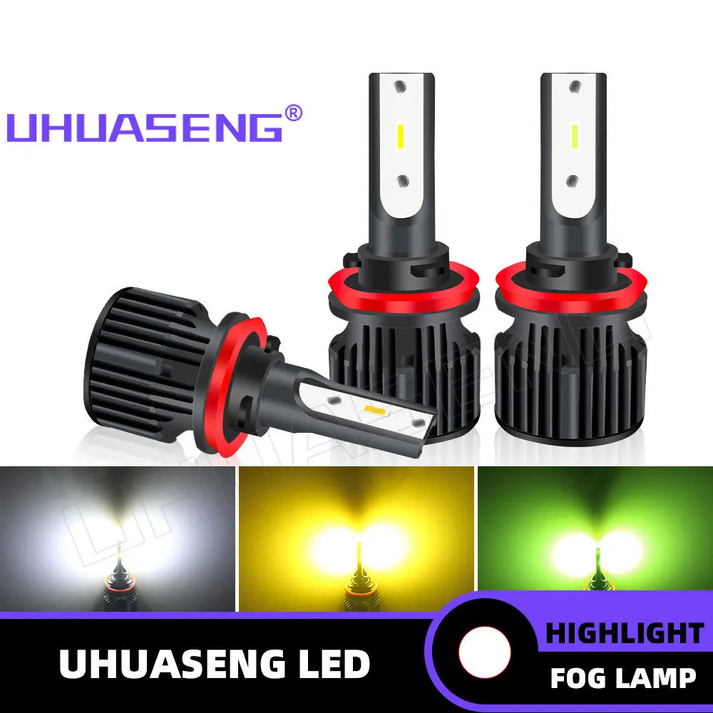 

UHUASENG 2PCS 3000K H3 Fog Light Yellow Car Led Bulbs Lemon Green White Golden Daytime Running Driving Lamp 6000K Auto DRL 12V