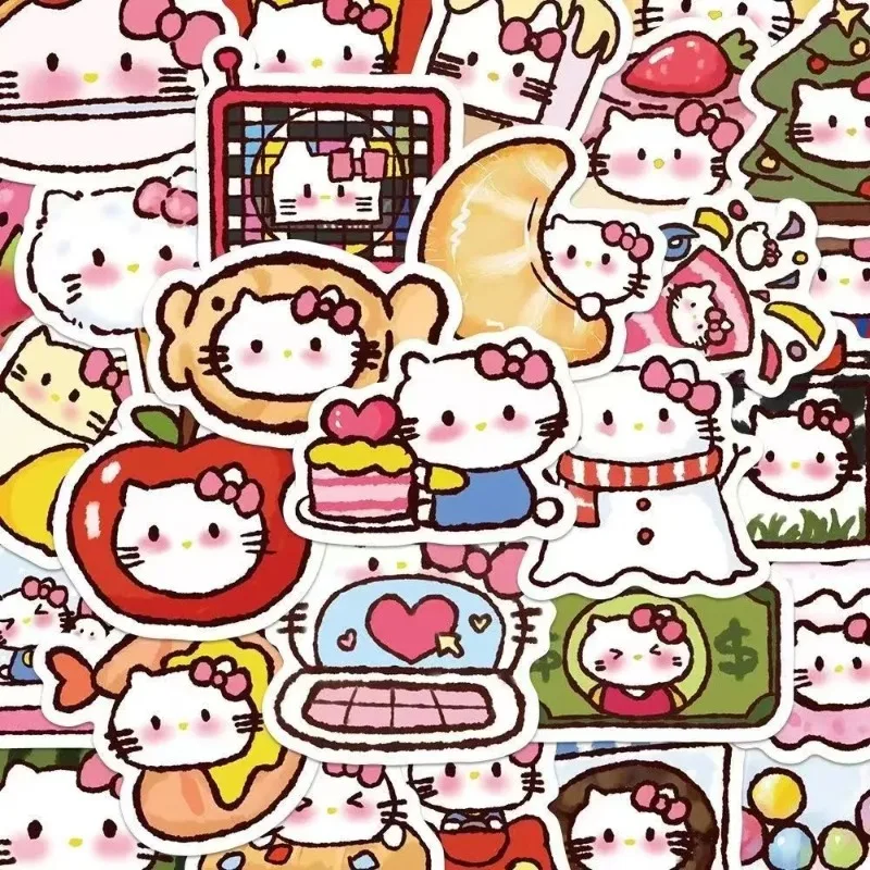 100 шт. Sanrio Мультяшные наклейки Hello Kitty милые наклейки «сделай сам» для дневника, фотогитары, велосипеда, чашки для воды, наклейки для багажа, оптовая продажа