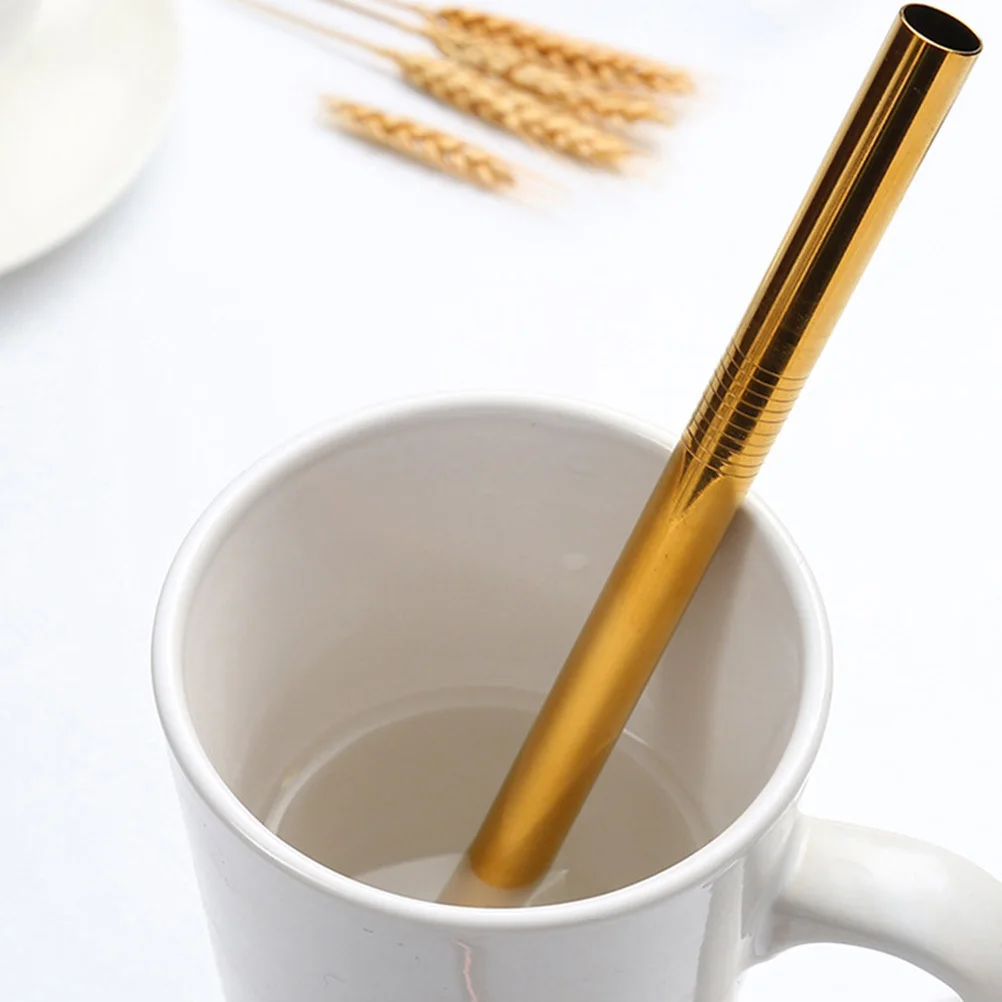 

1Set Stainless Steel Straw Set Reusable Dust Proof Straws for Home Camping Milk Tea Coffee Smoothie with Portable Bag