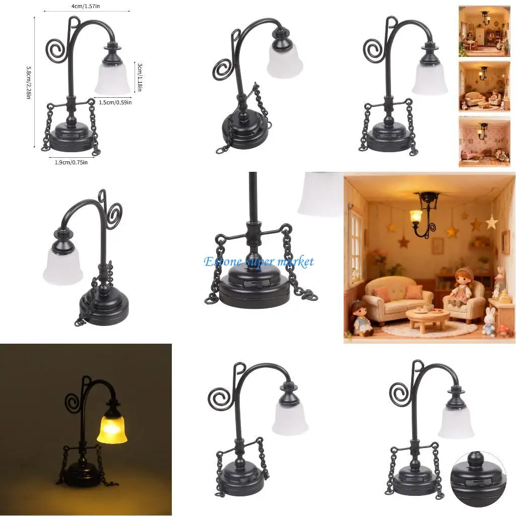 

090B миниатюрный кукольный домик в масштабе 1/12, потолочный светильник для спальни, мебель, ролевые игры