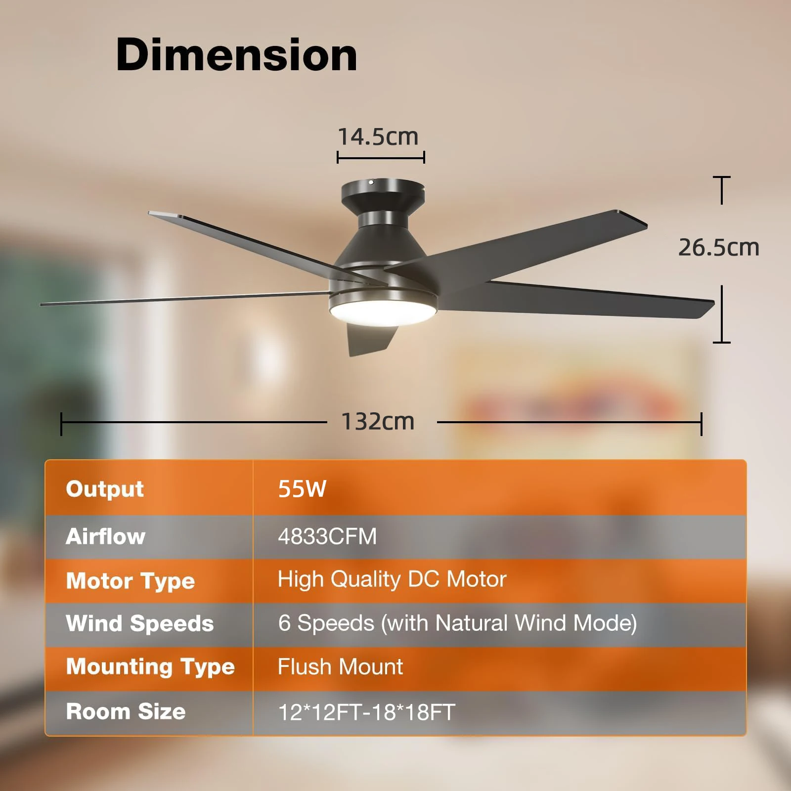 Grote plafondventilator en lamp met afstandsbediening, geplande mute-functie, plafondventilator met vijf bladen, elektrische koelventilator, 42/52 inch, ventilator voor thuisgebruik