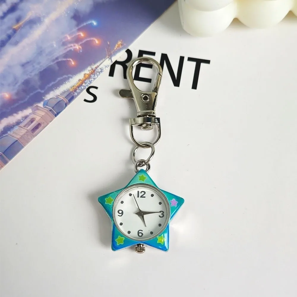 Lightweight Star Shaped Star Keychain Watch Pentagram Design Portable Pocket Watch Hanging Watch Students Nurse