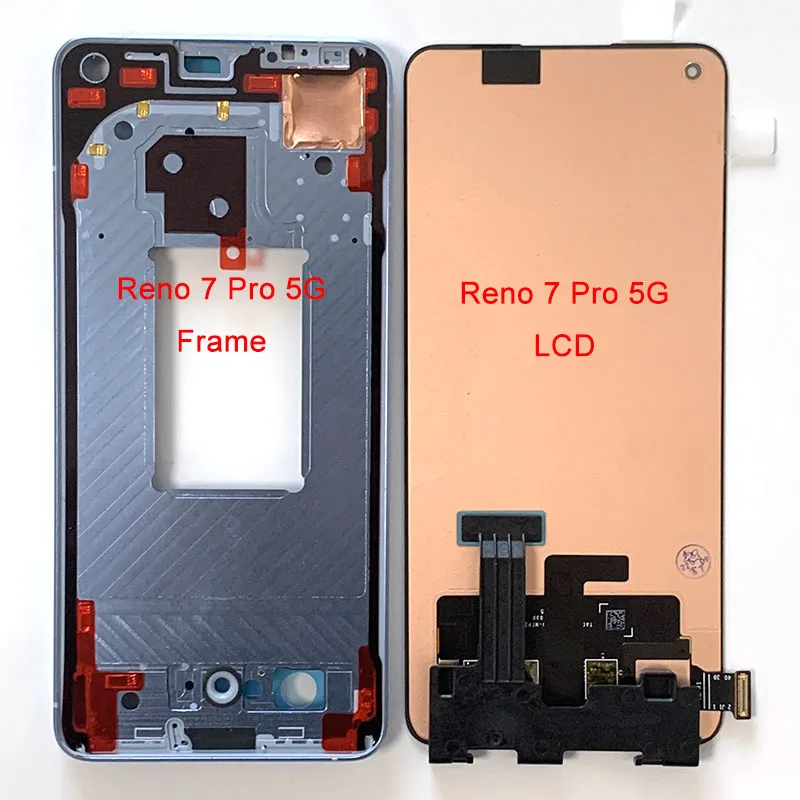 Original Amoled For OPPO Reno 6 4G Reno6 5G  LCD Display Frame Touch Panel For Oppo Reno 7 4G  Reno7 5G