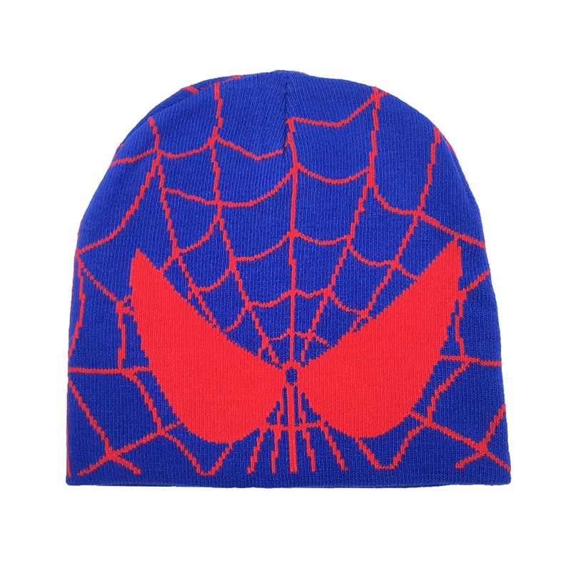 Gorros bordados de araña de dibujos animados para hombre, gorro de punto cálido, gorros de lana suave, regalos para niños, otoño, invierno, nuevo