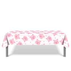 130*220cm Cartoon Pink Piglet Birthday Disposable Tablecloth Pig Farm Animals Camping Mat Table Cover Festival Party Decor