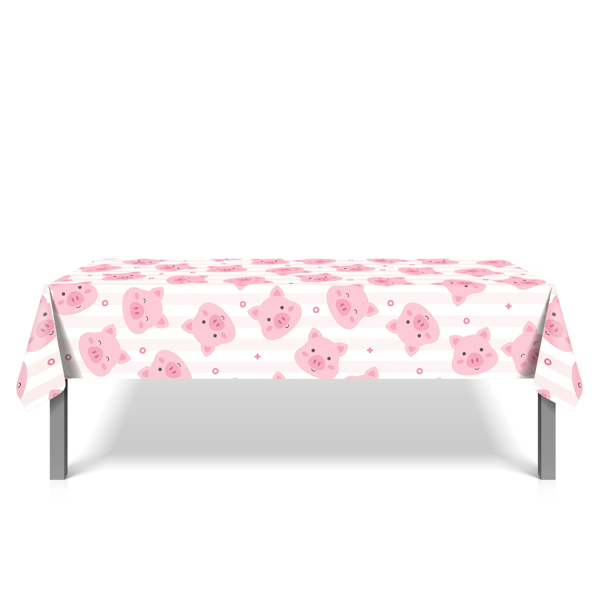 Obrus jednorazowy z motywem różowego prosiaczka z kreskówki, 130*220 cm, dekoracja na urodziny, farma zwierząt, mata kempingowa, pokrowiec na stół, dekoracja na festiwal i imprezę.
