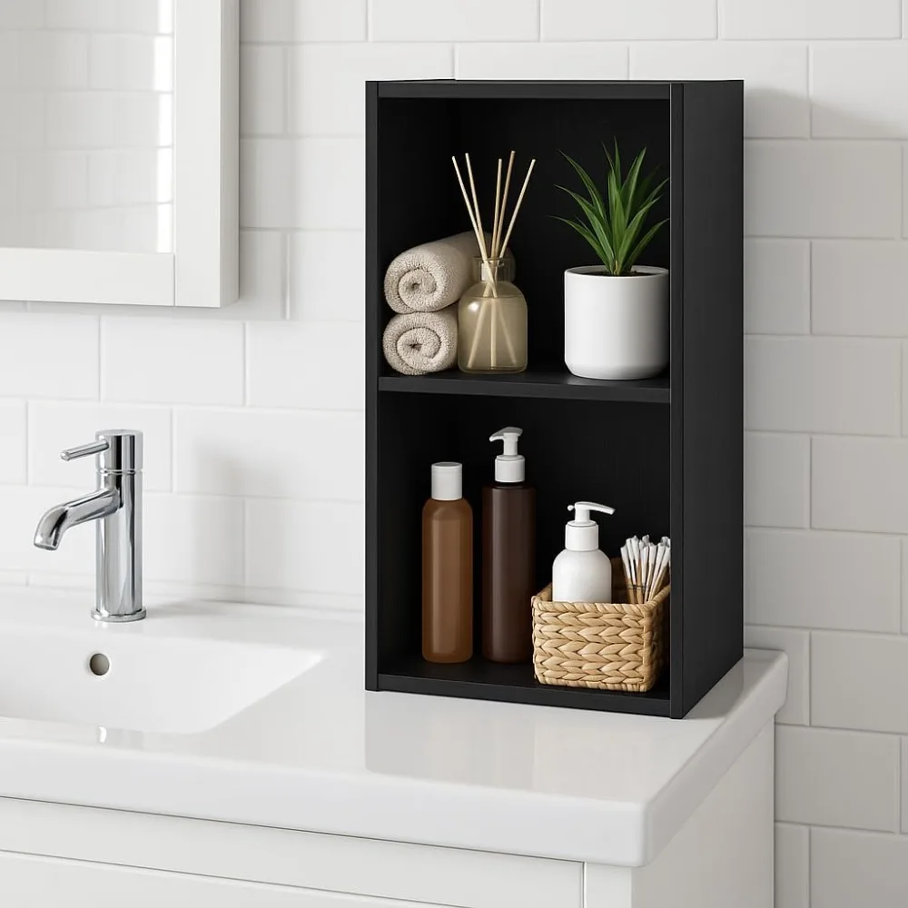 

2-уровневая деревянная книжная полка для домашнего офиса, гостиной и спальни.