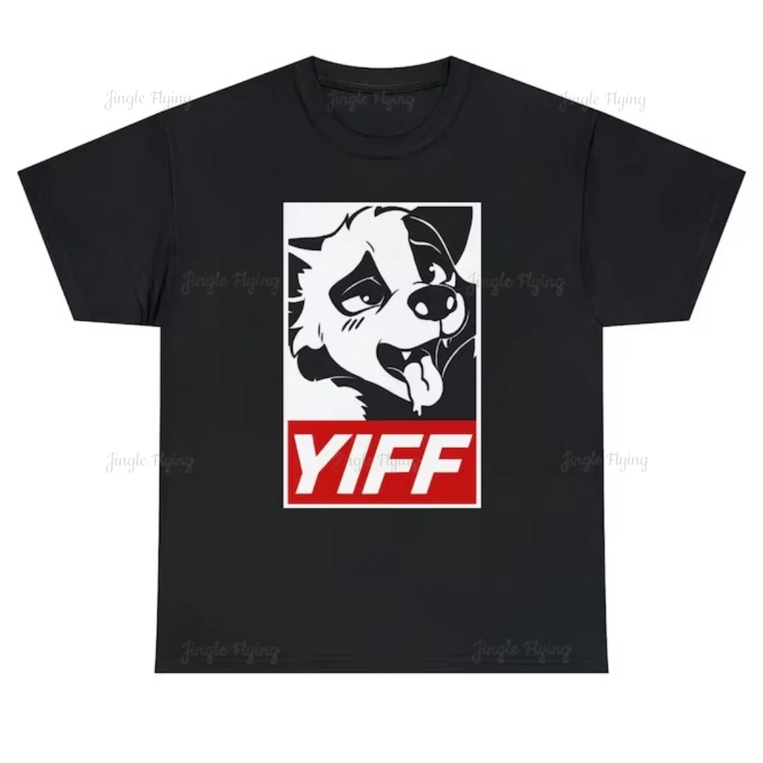 Top Yiff T-Shirt Cute Furry Anime Fans Gift Men Clothing 100% Cotton Unisex O-Neck Summer Soft