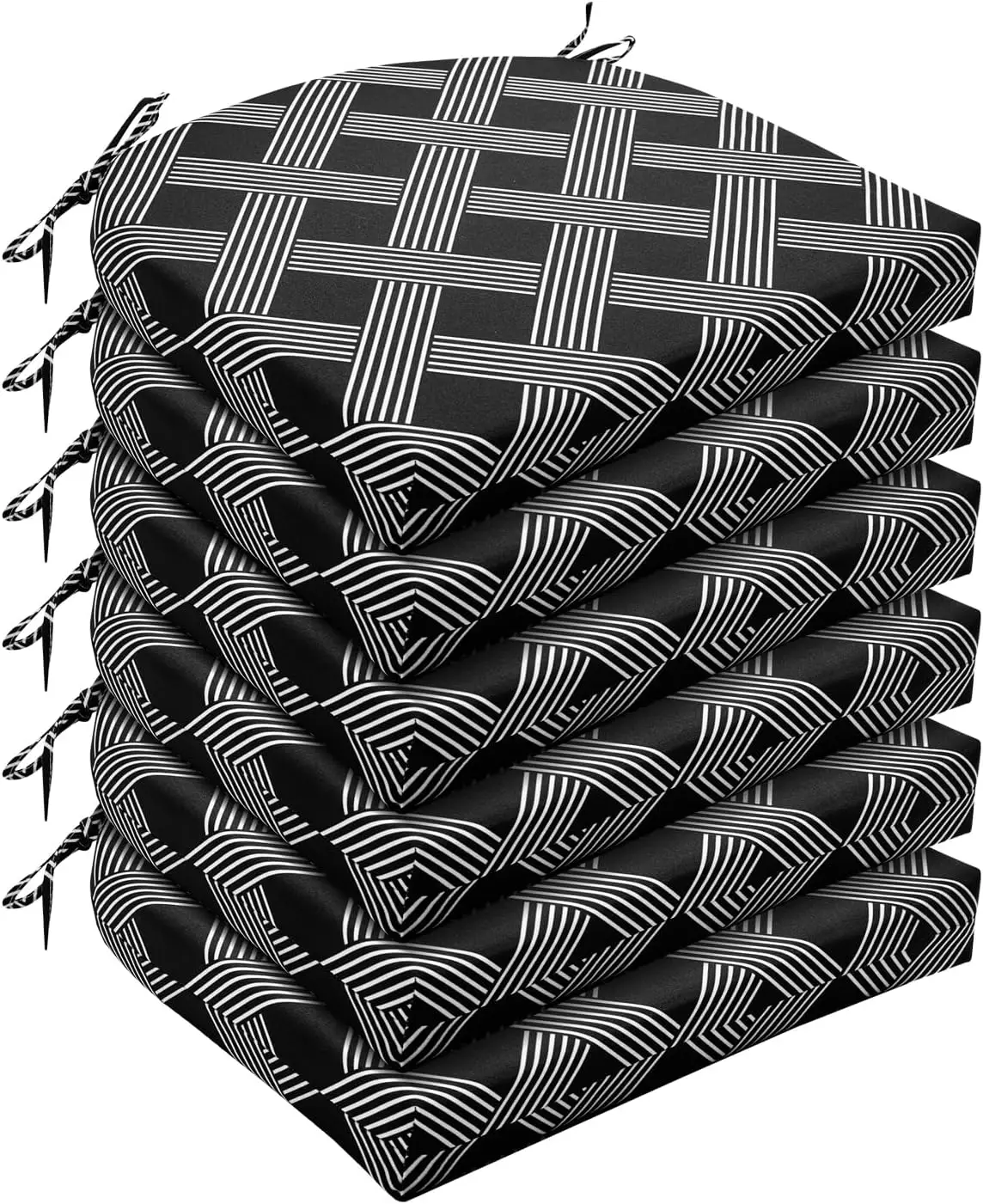 Outdoor Chair Cushions Set of 6 for Patio Furniture, Water Resistant Round Corner Seat Cushions 17