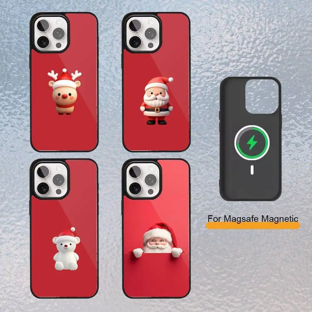 حافظة هاتف على طراز عيد الميلاد لهاتف آيفون 17,16,15,14,13,12,11 Plus، غطاء شحن لاسلكي مغناطيسي Pro Max