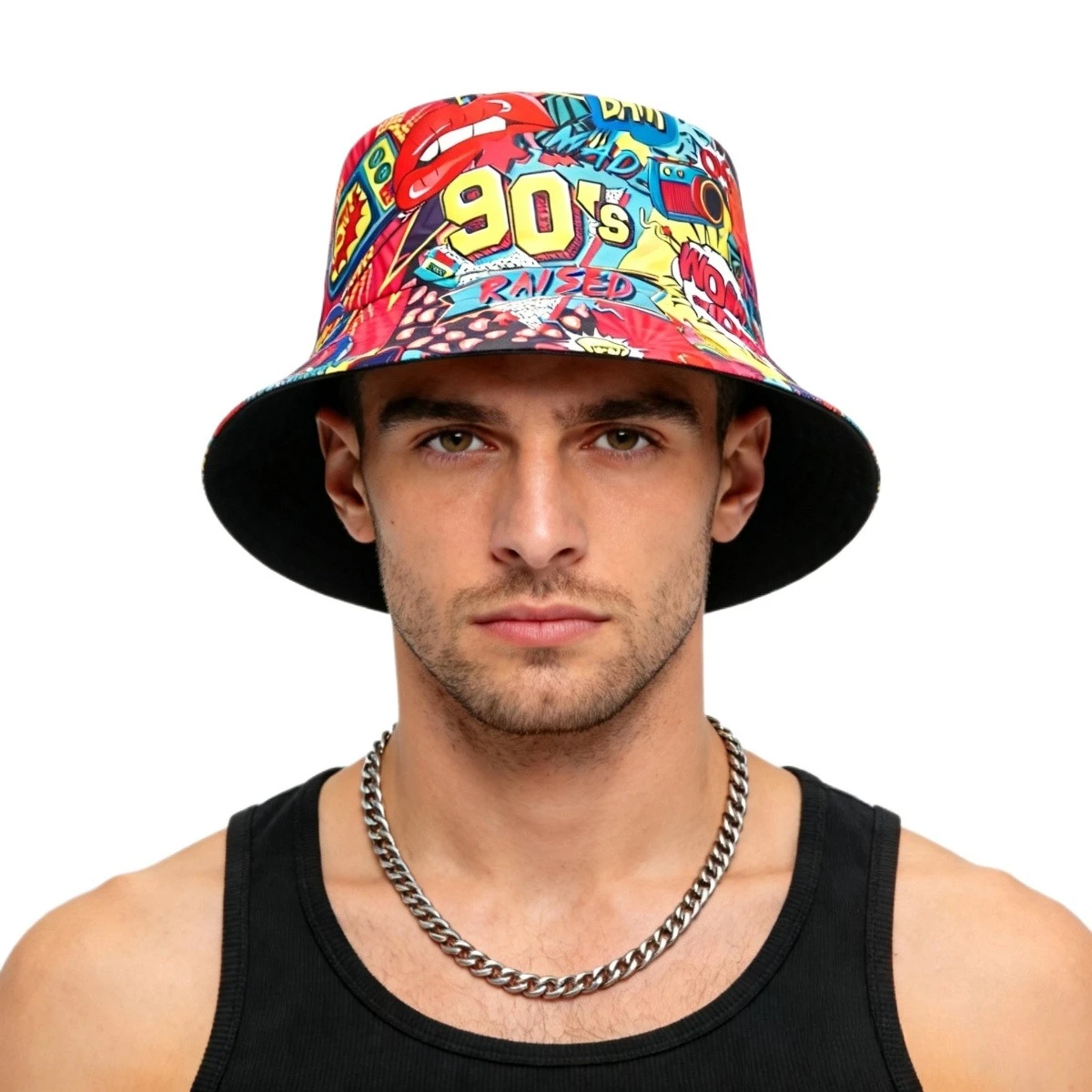 80'S 90'S Classic Panama for Women Men Summer Sun Production Fisherman Hat Fashion Unisex Sunscreen Reversible Bucket Hat Hiphop